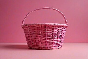 Wall Mural - there is a pink basket with a handle on a table