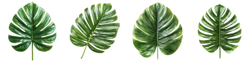 Wall Mural - Vibrant Monstera Deliciosa Leaves Isolated on Transparent Background
