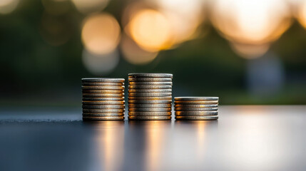 Wall Mural - Stacks of coins representing financial growth and wealth management