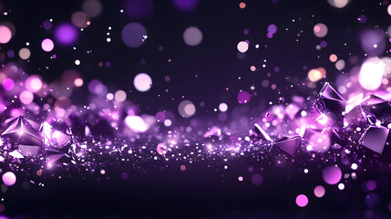Poster - A vibrant, shimmering background of purple hues with sparkling lights and geometric shapes, creating a magical and dynamic visual effect