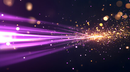 Poster - A vibrant, dynamic display of purple light beams and shimmering particles, creating a sense of motion and energy in a dark background
