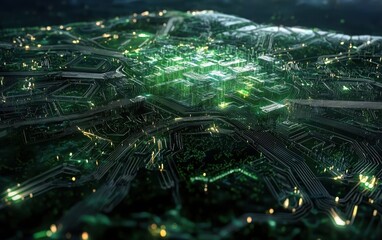 Poster - Illuminate data connections circuit web typography in a midnight cyber network digital art environment futuristic concept