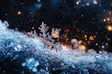 Poster - Frosted snowflake jewels in deep space stellar backdrop celestial imagery cosmic environment ethereal viewpoint