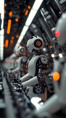 Poster - Futuristic Robot Assembly Line with Advanced Technology in Industrial Setting