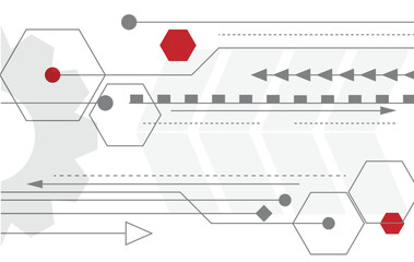 Poster - Sci-Fi Technological Background with Gear and Geometric Figures. Mechanical devices, user interface and technology vector art