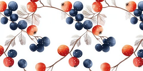 Poster - Designing a scandinavian berry pattern for minimalist interiors scandinavian homes digital art bright environment aesthetic concept