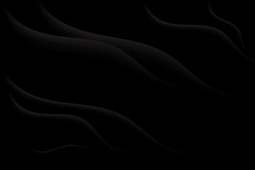 Poster - Abstract background black luxury fabric background, silk cloth texture, shiny satin curtain with waves and drapery. Luxurious background design. Elegant wallpaper design. Vector illustration