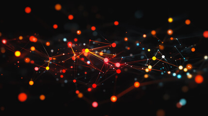 abstract professional business team people innovation connection of line from nail node to node on map background , networking concept