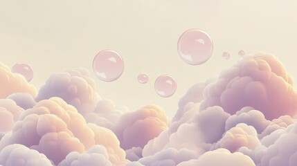 Wall Mural - Bubble-themed wallpaper with glowing accents on a smooth gradient backdrop
