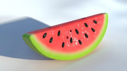 Poster - A single slice of juicy watermelon rests on a white background