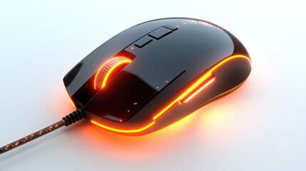 Poster - Illuminated Gaming Mouse with Orange Accents