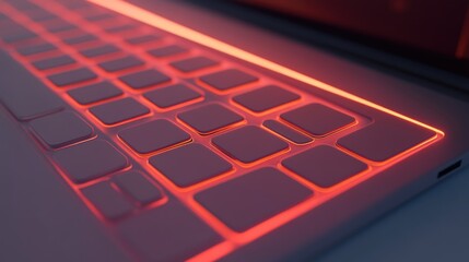 Poster - Illuminated Laptop Keyboard Keys Glowing Red