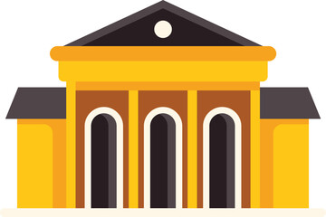 Poster - illustration of a municipal building, government building in classic architectural style with column