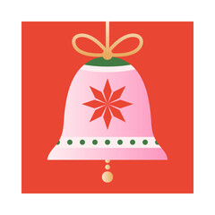 Wall Mural - holiday christmas bell ornament.christmas and happy new year decor.festive vector symbol in red,gold