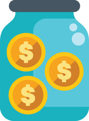 Poster - this vector icon shows a glass jar saving money for finances and business wealth
