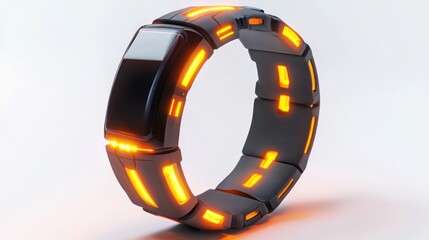 Poster - Futuristic Smart Bracelet with Orange Illumination