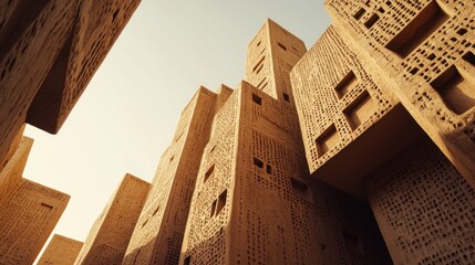 Wall Mural - diriyah historical mud-brick architecture in riyadh, framed against a clear sky. the photo captures 