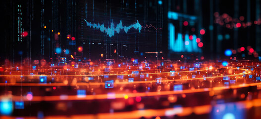Poster - digital parliament data representation with futuristic statistical infographics