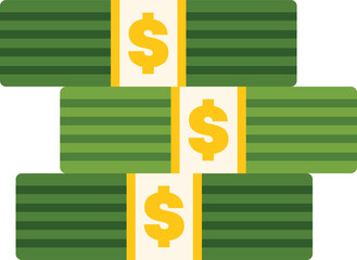 Poster - stack of green banknotes is laying on a white background representing wealth and success