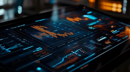 Poster - Futuristic Digital Dashboard Displaying Dynamic Data Streams and Charts