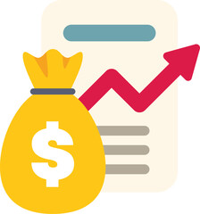 Poster - business concept of money growth with growing up arrow on document background