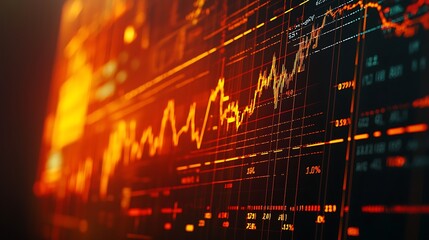 Poster - Fiery Stock Market Data Display Showing Dynamic Financial Trends