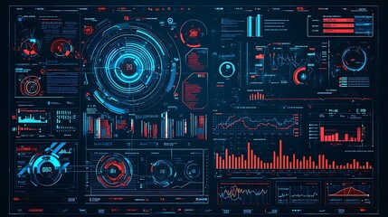 Poster - Futuristic Sci-Fi HUD Interface with Data Overlays and Graphs