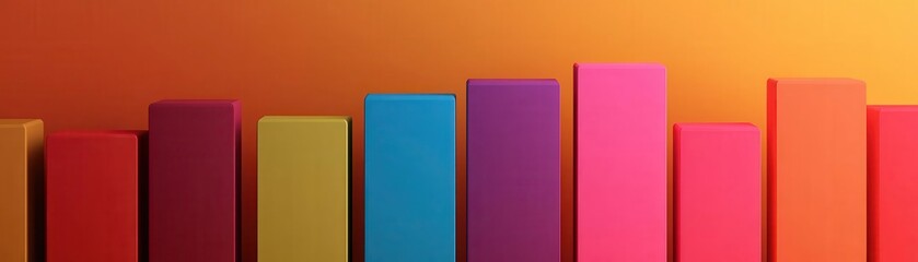 Poster - A vibrant, colorful arrangement of vertical bars against a warm gradient background, showcasing a lively visual contrast.