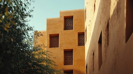 Wall Mural - photo of diriyah iconic mud-brick walls in riyadh, featuring earthy textures and traditional saudi d