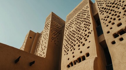 Wall Mural - photo of diriyah iconic mud-brick walls in riyadh, featuring earthy textures and traditional saudi d