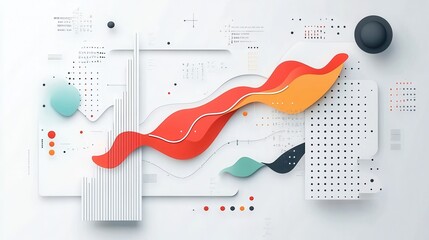 Poster - Abstract design featuring flowing shapes and geometric patterns in vibrant colors.