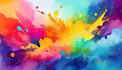 Wall Mural - colorful abstract background with splashes painted watercolor drawing art design