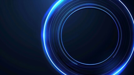 Poster - A sleek, modern blue circular graphic design on a dark background, ideal for tech or digital themes.