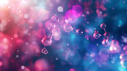 Poster - A vibrant abstract background featuring bubbles and colorful light effects, ideal for scientific or artistic themes.
