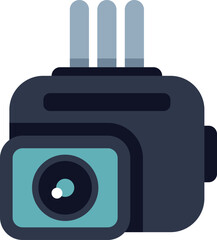 Poster - this illustration features a sleek and compact action camera, designed for capturing thrilling adven