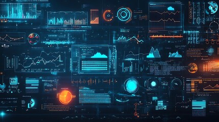 Poster - Futuristic Data Visualization Interface with Graphs and Charts