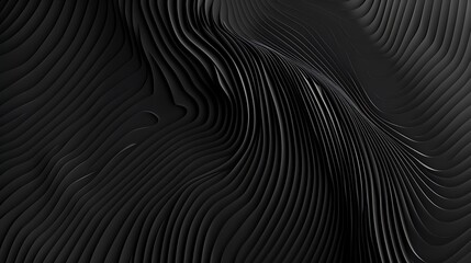 Poster - A textured black wave pattern with smooth, flowing lines creating a modern, abstract design.