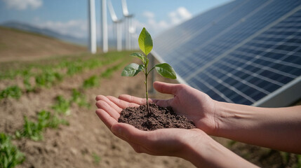 Wall Mural - planting a plant in soil