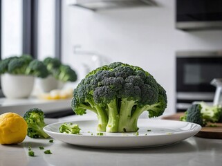 Wall Mural - Broccoli on a Ceramic Plate