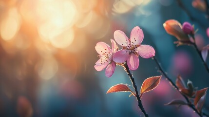 Wall Mural - cherry blossom in soft focus against a dreamy bokeh background