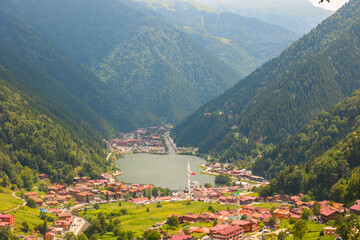 Wall Mural - uzungol in trabzon turkey. uzungol town background photo