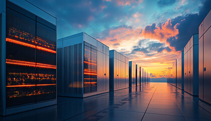 Poster - Peak energy power storage solutions data center digital technology urban environment wide-angle viewpoint future concept