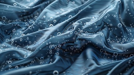 Poster - A close-up of blue fabric with bubbles, creating a serene and dynamic underwater effect.