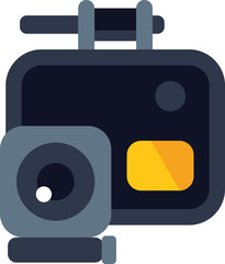 Poster - modern action camera capturing video footage with its wide angle lens