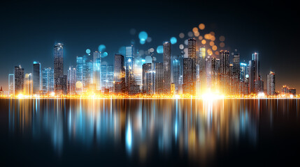 Poster - Urban energy trends peak power storage solutions in modern cities dynamic nightscape visual art city life innovative concepts