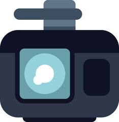 Poster - illustration of an action camera showing a recording light, perfect for representing filming and pho
