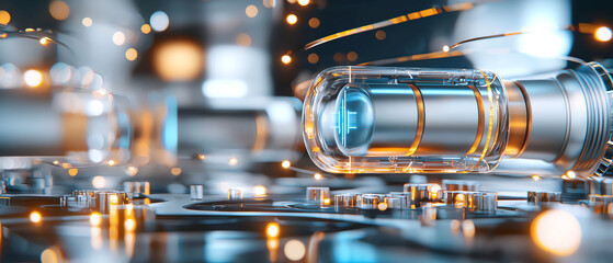 Poster - Innovative power storage technology demonstrating peak energy solutions in a high-tech environment