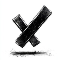 Poster - An abstract black and white illustration featuring two intersecting bars creating a striking visual impact.