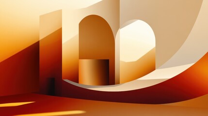 Poster - Abstract geometric composition with warm tones and smooth curves.