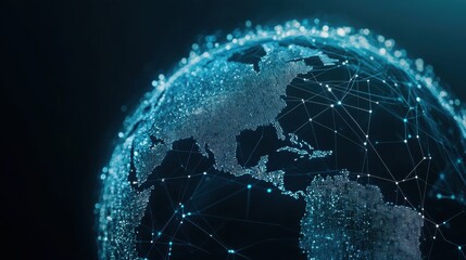  - A digital globe representation showing interconnected networks across continents.